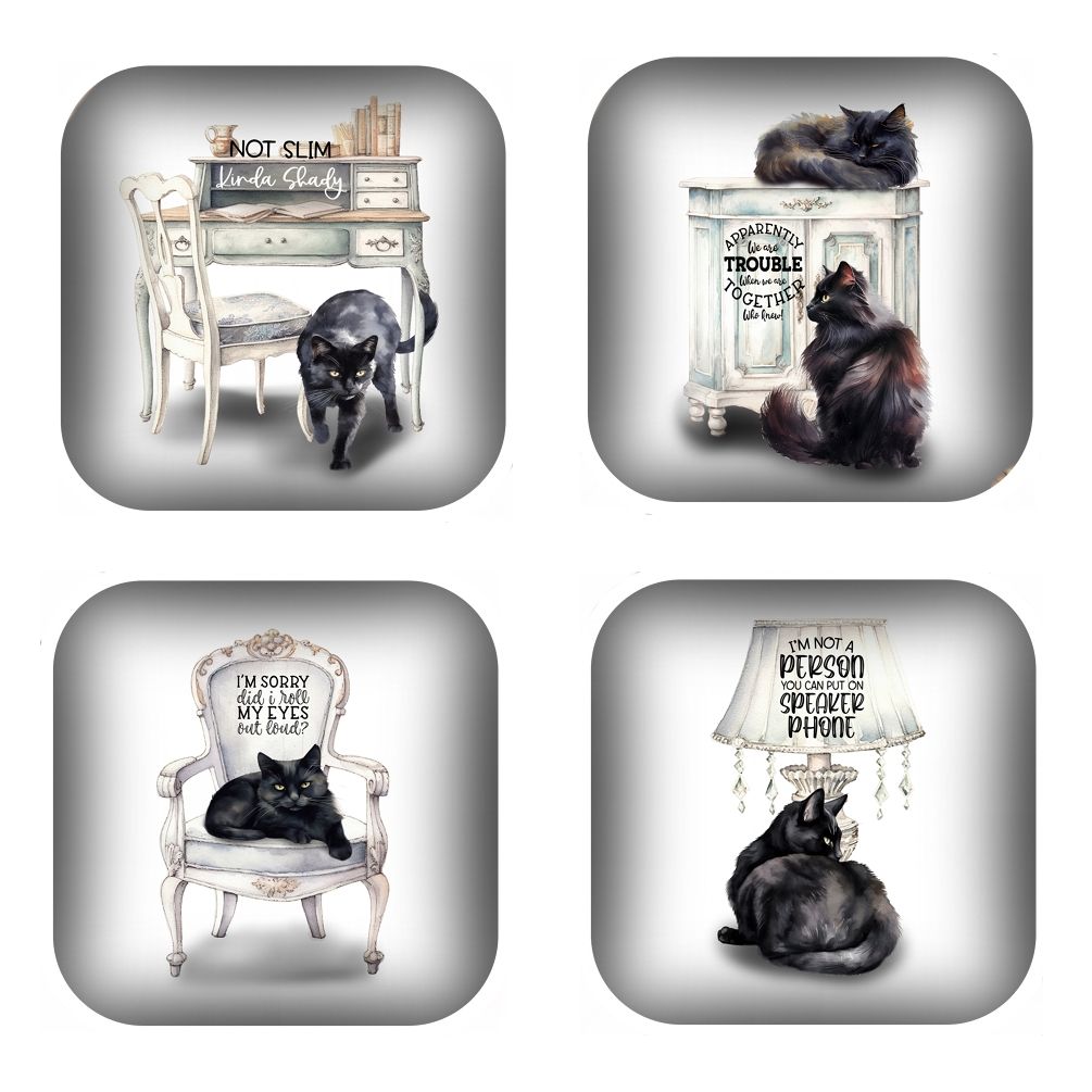 Set Of 4 - Classic Cats Cork Backed Coasters