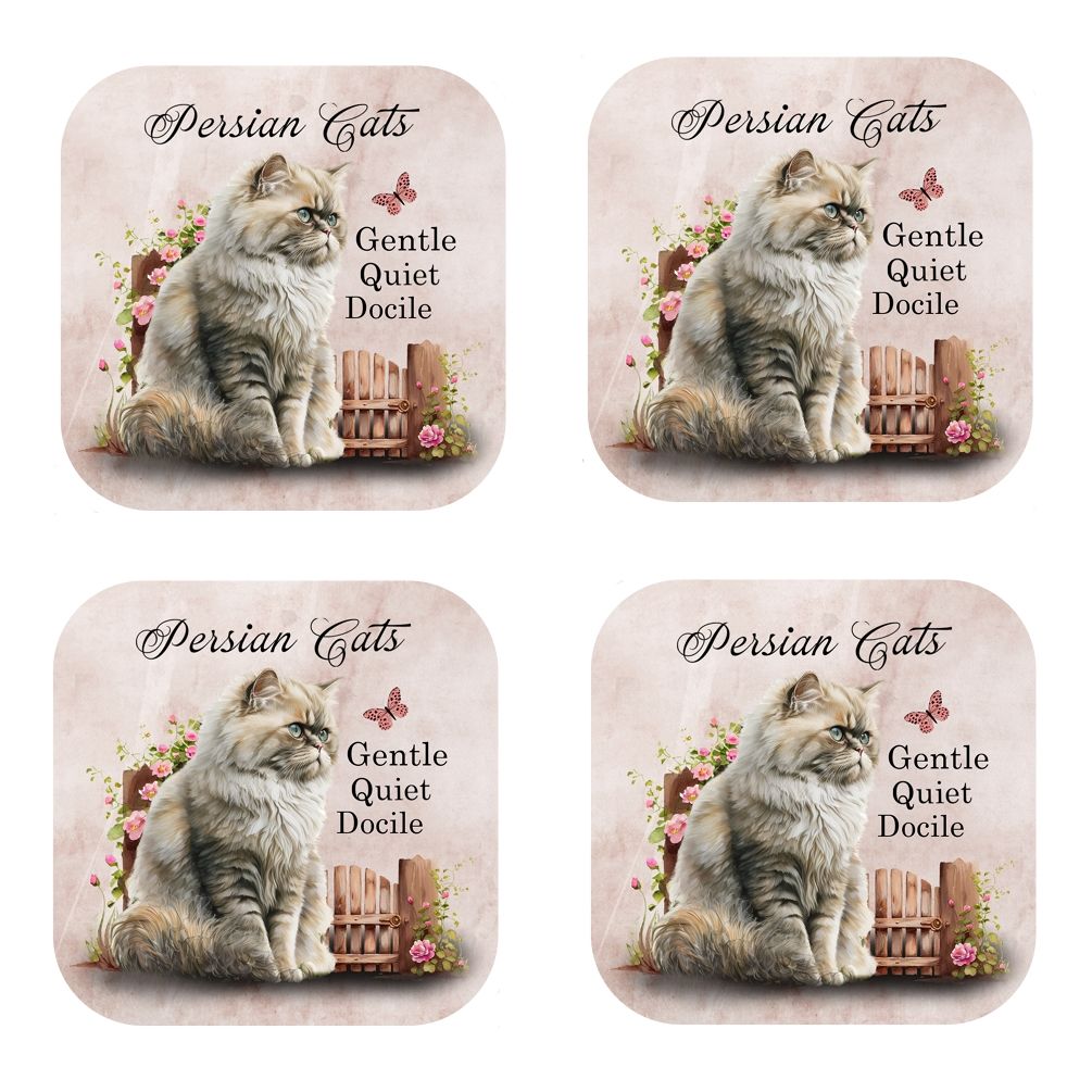 Set Of 4 - Persian Cat Coasters
