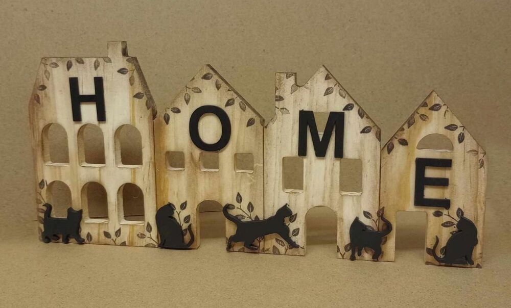 Row Of Houses & Cats Home Sign