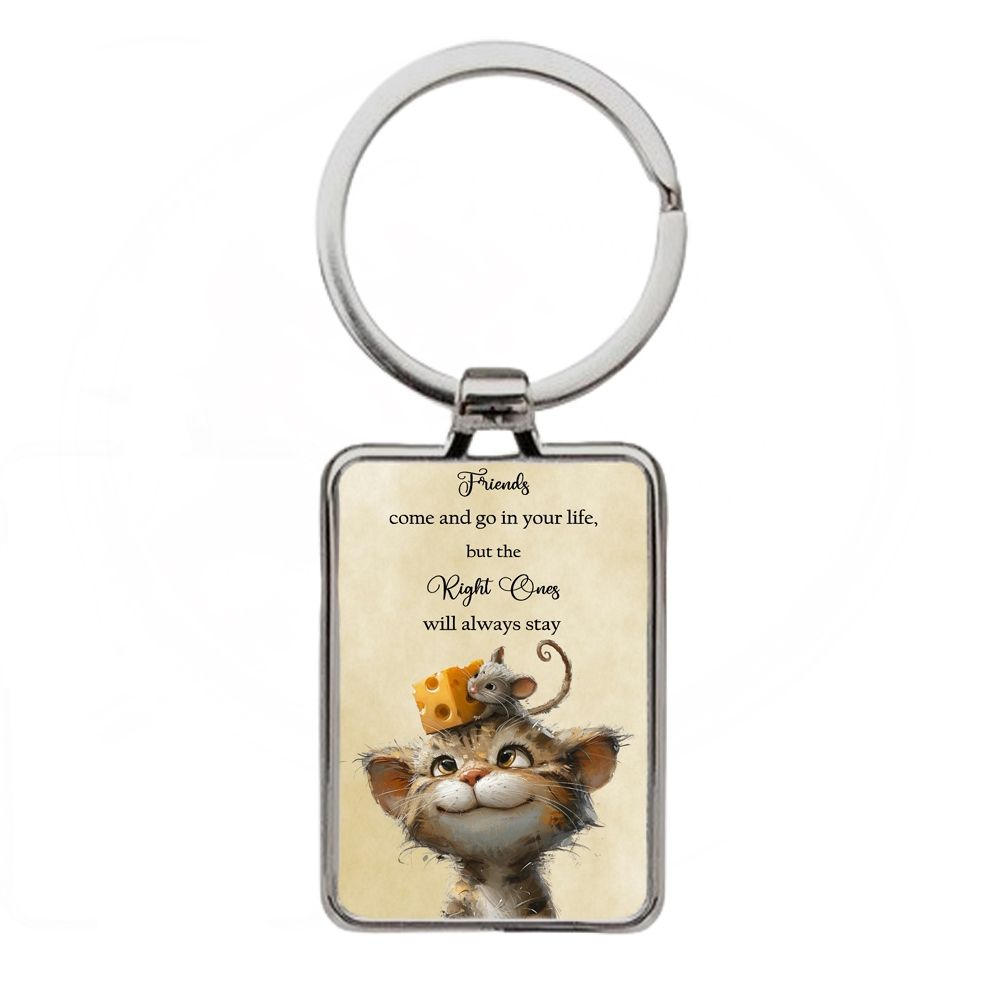 Silver Boxed Keyring - Cat & Mouse