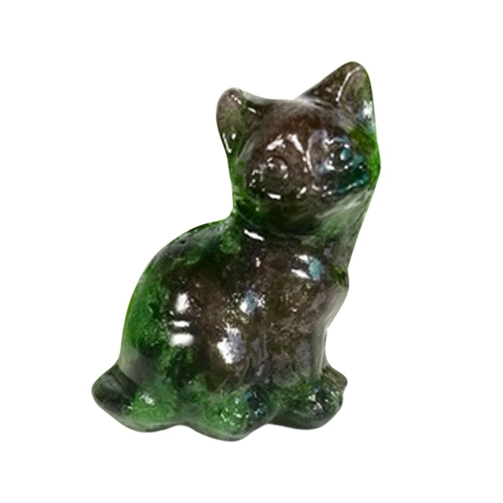 Ruby Zoisite Crystal Sitting Cat - Looking Right