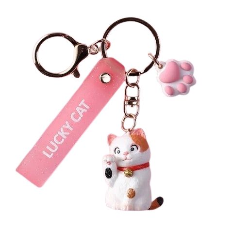 Lucky Cat Key Ring - Calico Cat