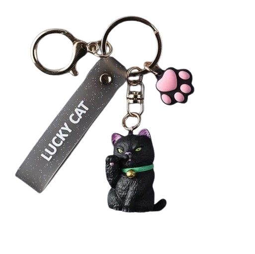 Lucky Cat Key Ring - Black Cat