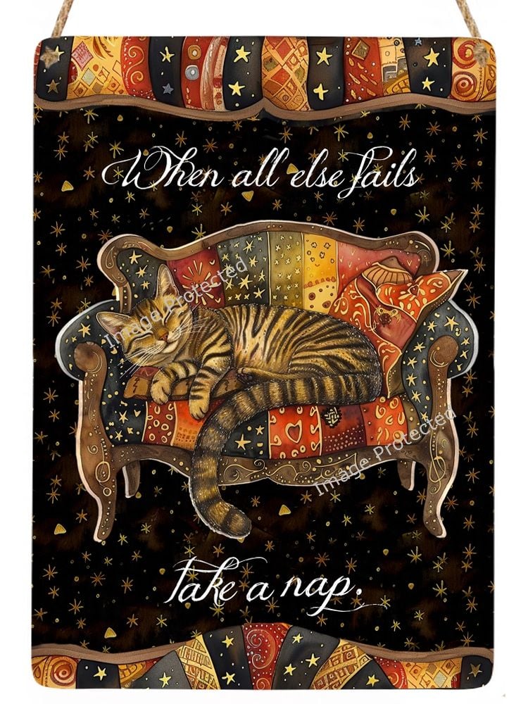 Tabby Cat Nap - Motivational Sign - Cat Sign