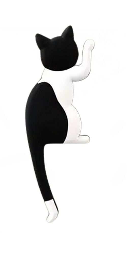 Sitting Cat Magnetic Hook - Black & White Cat