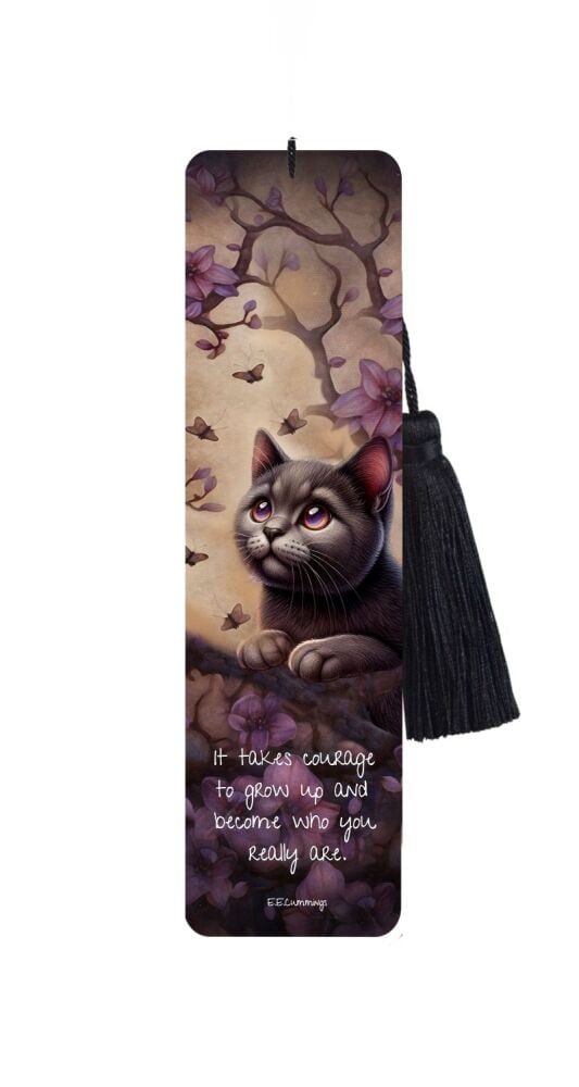 Large Metal Bookmark With Tassel - Courage The Kitten