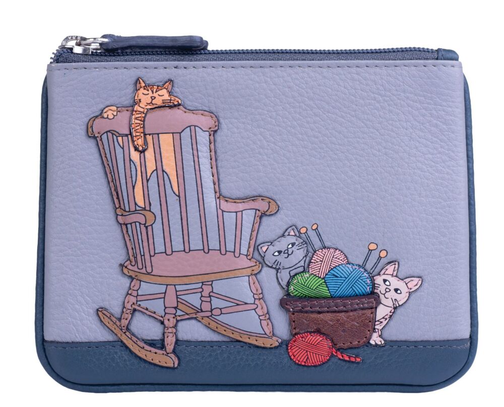 Knitting Cats Coin Purse - Dark Grey - RFID 424553