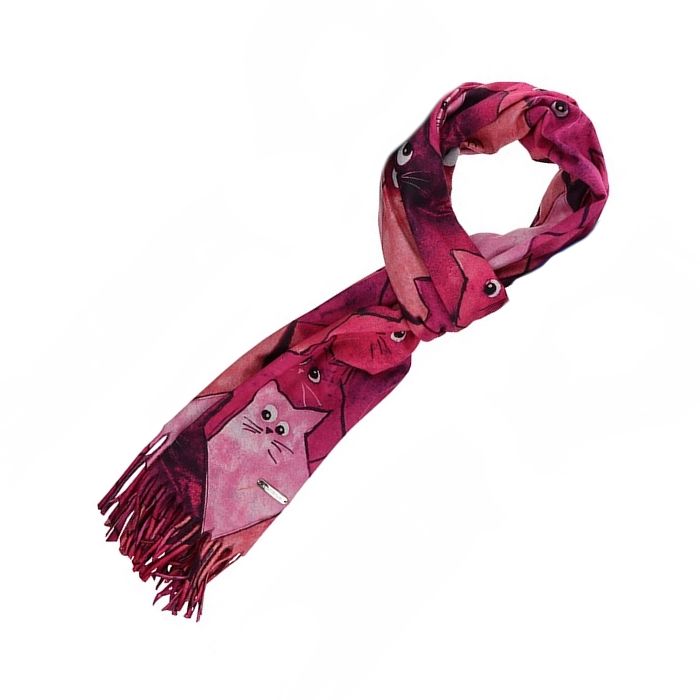 Luxury Soft Feel Quirky Cats Scarf - Pink