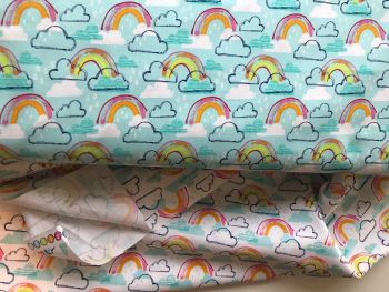 Michael Miller Rainbow Jubilee fabric - Available in Aqua or White