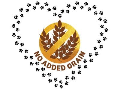 Grain free logo within paw print heart
