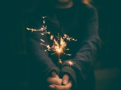 Person holding sparkler