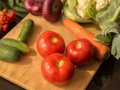 Courgettes, tomatoes, carrots and cauliflower