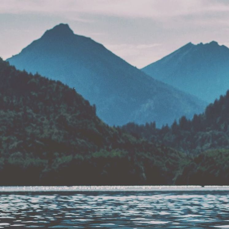 Mountains across lake