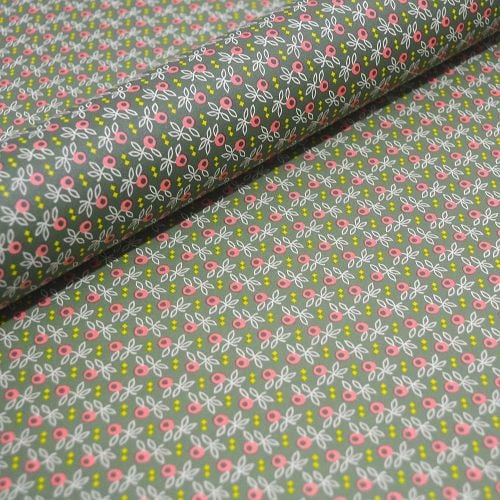 Moss Green Geometric Flower Pattern