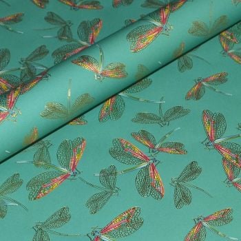 Gold Dragonflies on Turquoise