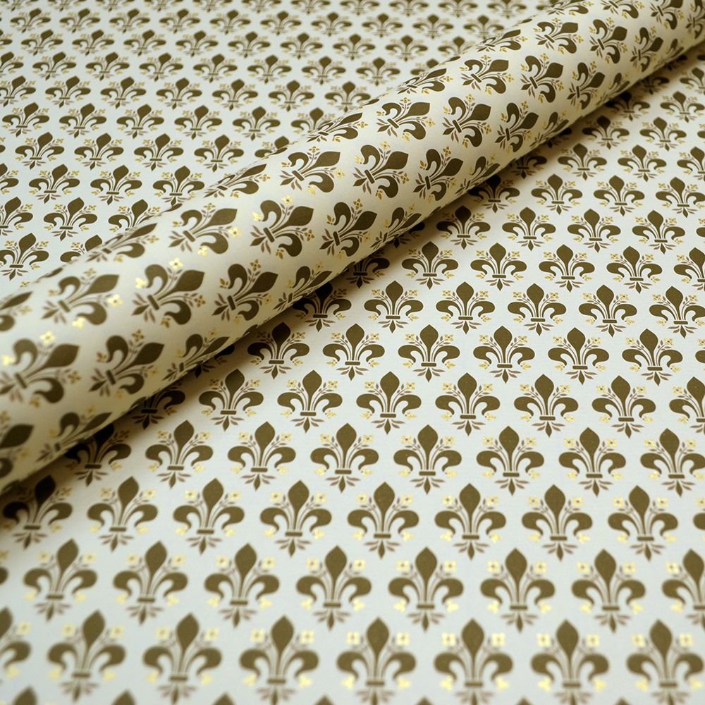 Fleur de Lis Moss Green and Gold