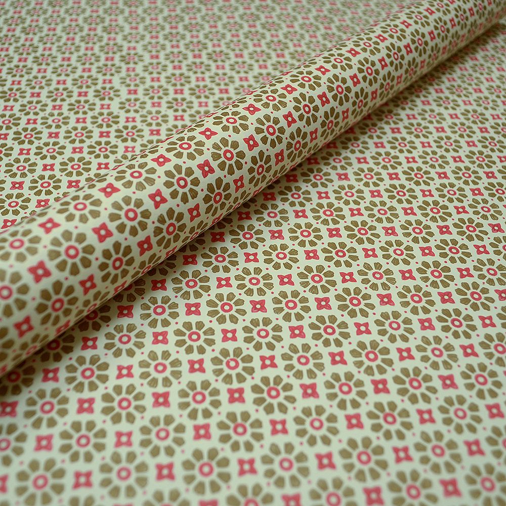 Khaki and Red Flower Pattern