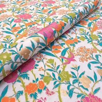 Floral Vine Teal on White