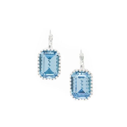 Aquamarine Crystal Crown Earrings