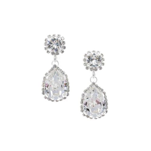 Pear Crystal Drop Earrings - Large