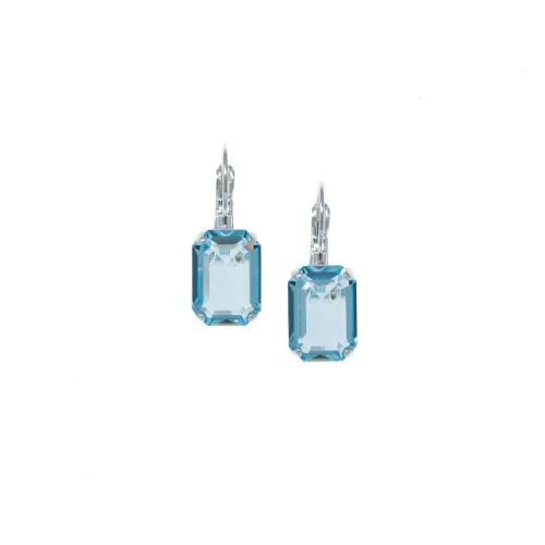 Aquamarine Octagon Crystal Earrings