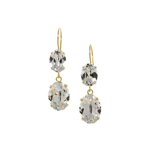 Oval Double Drop Crystal Earrings