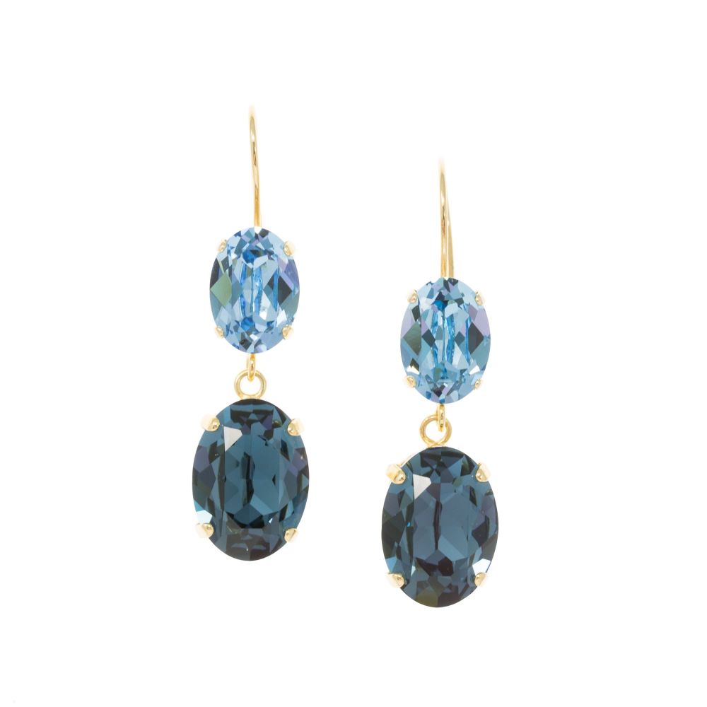 Sapphire and Aquamarine Double Drop Earrings