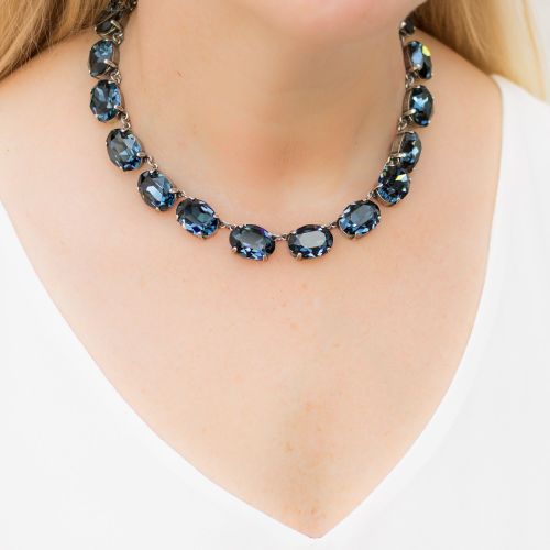 Dark Sapphire Crystal Collet Necklace