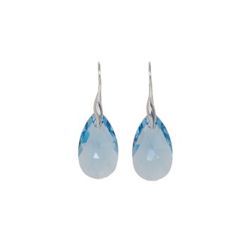Sterling Silver Aquamarine Crystal Earrings 