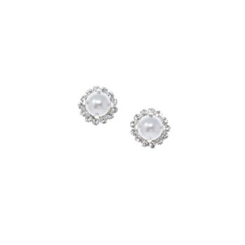 Pearl and Crystal Diamond Stud Earrings