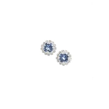 Light Sapphire Blue Round Stud Earrings