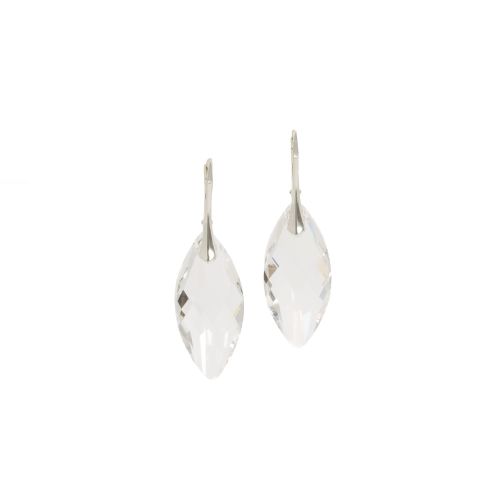 Sterling Silver Crystal Clear Navette Earrings 