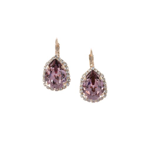 Antique Pink Pear Crystal Earrings