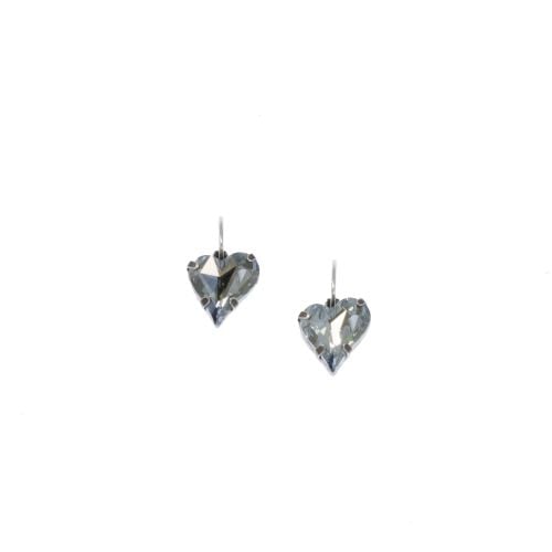Blue Crystal Heart Earrings