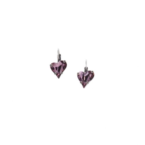 Antique Pink Crystal Heart Earrings