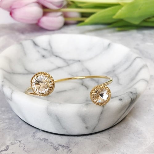 Double Crown Diamond Crystal Bangle