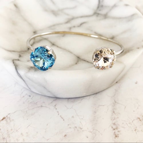 Aquamarine and Diamond Crystal Bangle