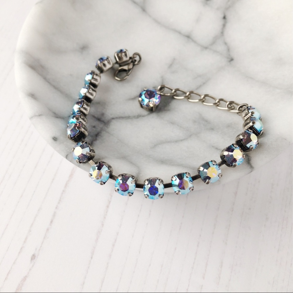 Tennis Bracelet Small Crystals made with Light Sapphire AB Swarovski