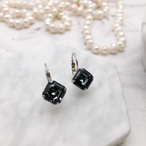 Grey Black Diamond Crystal Imperial Earrings