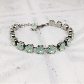 Pale Green Mint Opal Medium Crystal Tennis Bracelet 