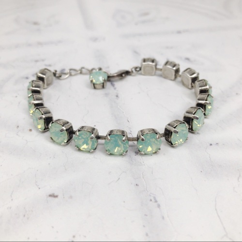 Pale Green Mint Opal Medium Crystal Tennis Bracelet