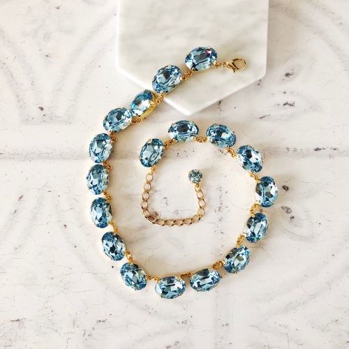 Aquamarine Crystal Collet Necklace
