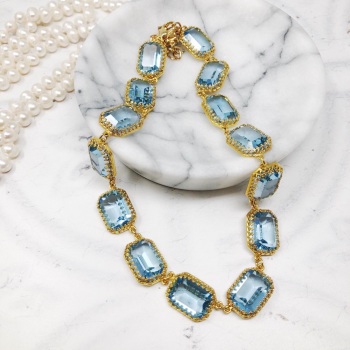 Aquamarine Crown Riviere Necklace