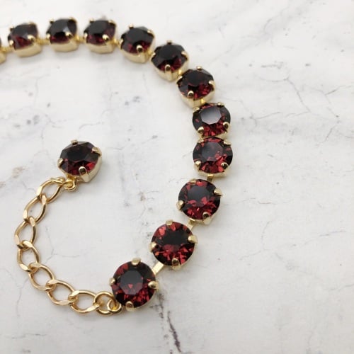 Burgundy Medium Crystal Tennis Bracelet