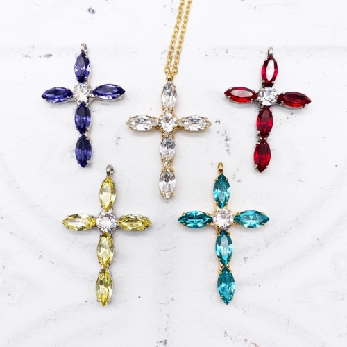 Navette Cross Pendant - Ruby, Tanzanite, Turquoise, Jonquil, Crystal