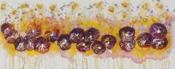 Maroon Gold Flowers Original Art part of my Spinning Flowers Collection by (c) Janet Watson Art