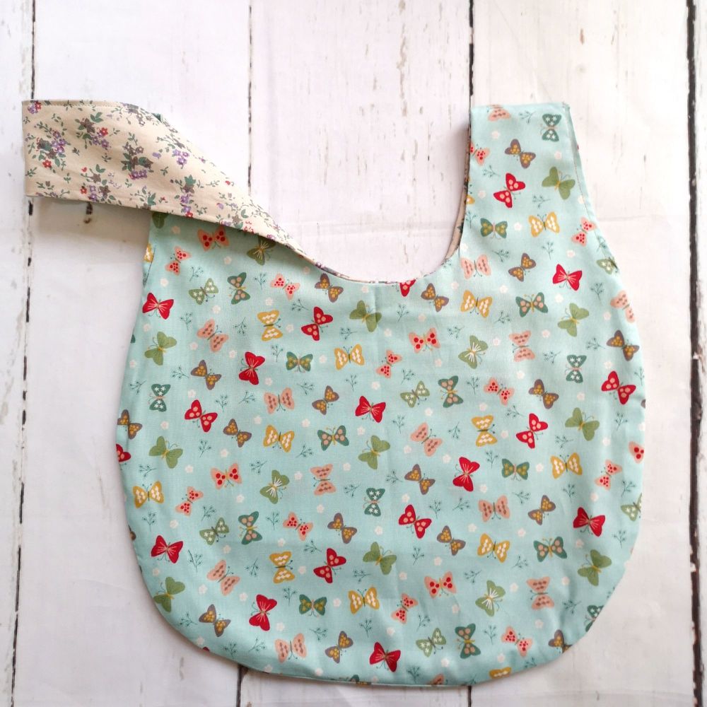 Butterfly / Ditsy Floral Medium Project Bag (Zip Pocket)