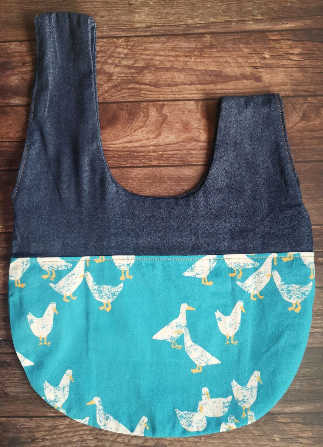 Goose / Denim Japanese Knot Style  Project Bag - Slip inner pocket