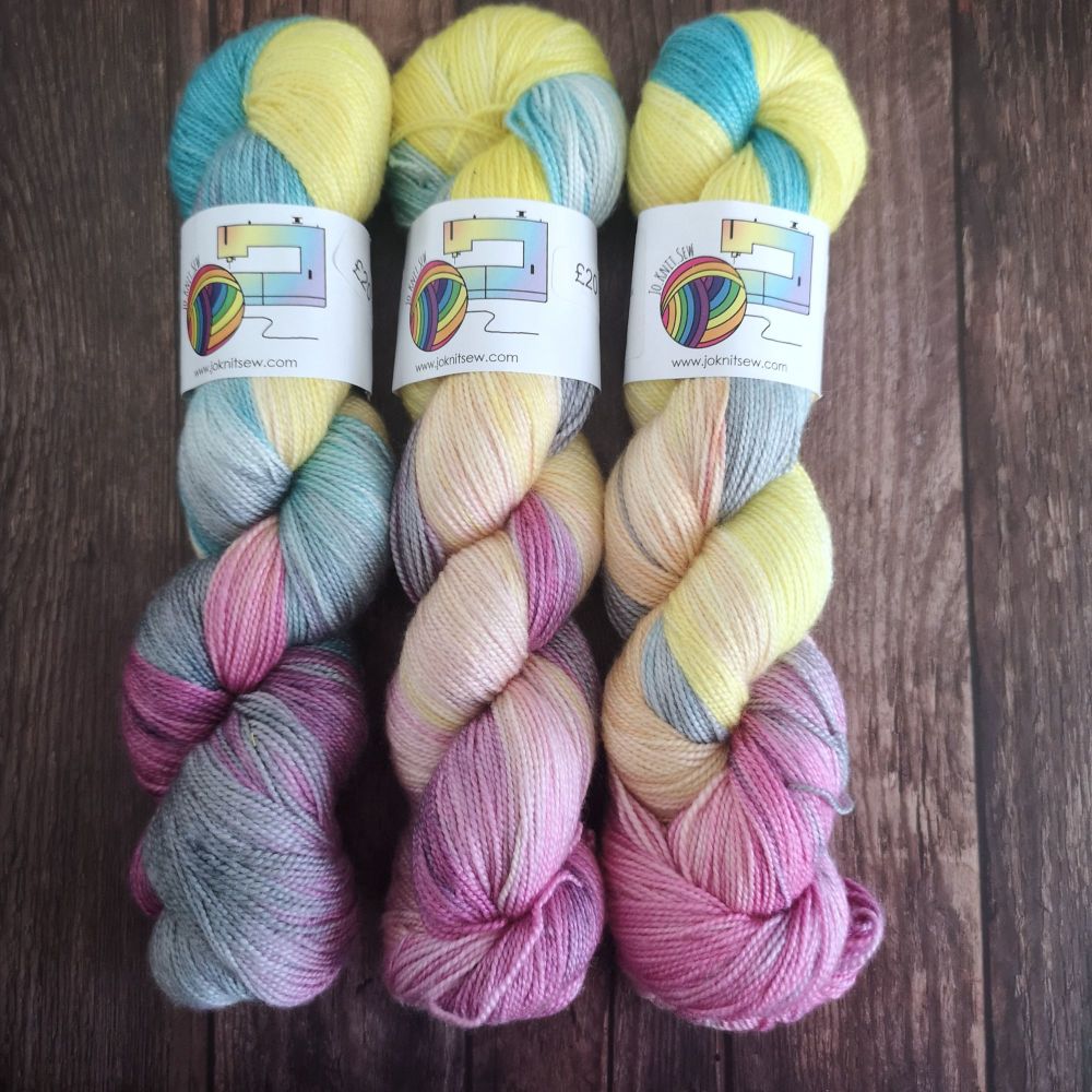 Fluttershy on Merino Silk High Twist Sock