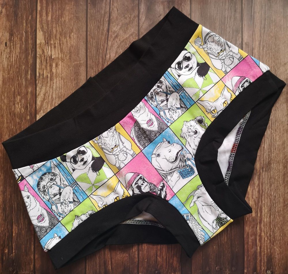 XL Boy Shorts UK 18-20 - Crafty Animals